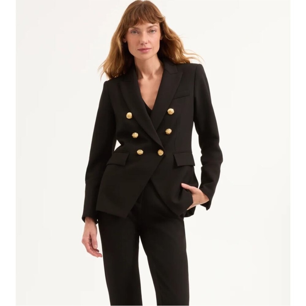 Veronica Beard Black Double-Breasted Blazer with Gold Buttons - Picture 5 of 16